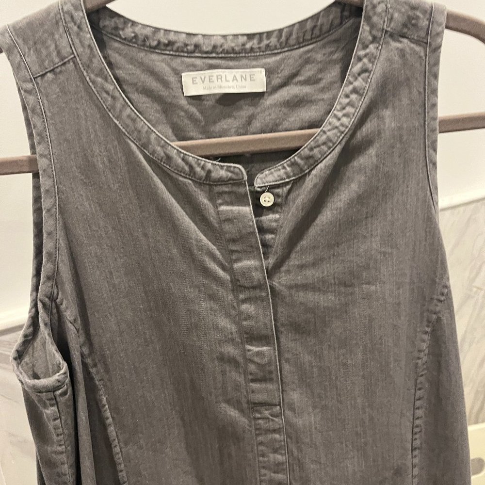 Gray chambray shift dress